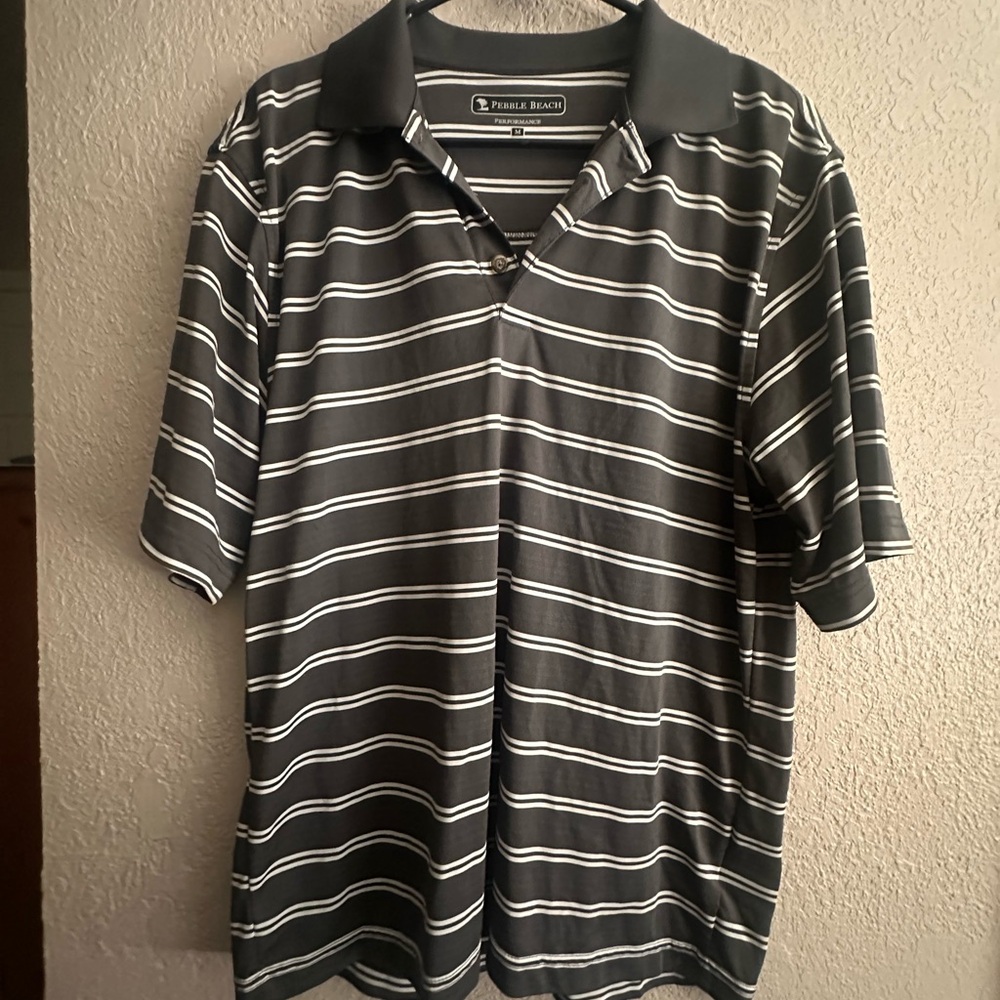 Pebble Beach Black and White Polo Shirt
